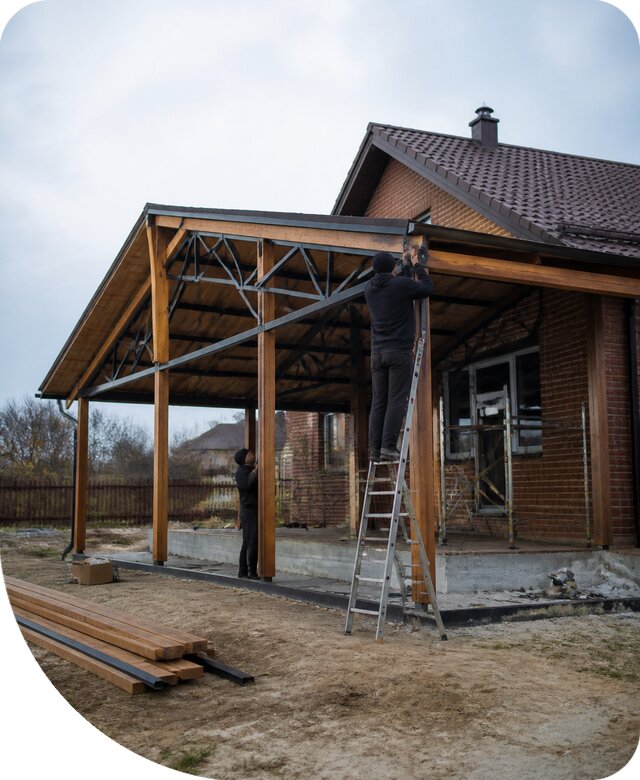 Пристройка навеса к дому и участку в Благовещенске под ключ